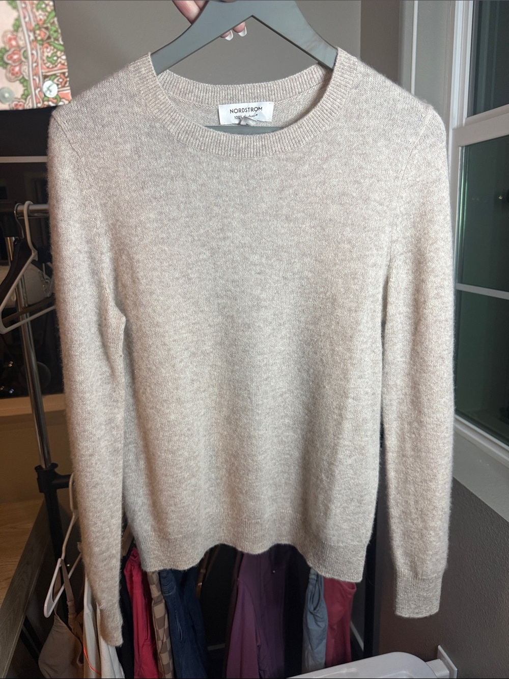 Nordstrom Light Beige Crewneck Cashmere Sweater